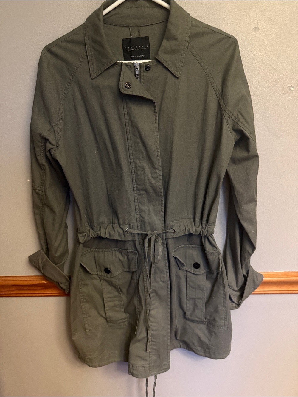 Sanctuary Olive Green Utility Anorak Field Jacket Sz L- EUC